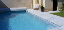 Dallage en pierre bleue, piscine traditionnelle - 